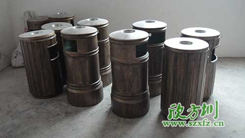  古意盎然，韶關(guān)園林仿銅玻璃鋼垃圾桶